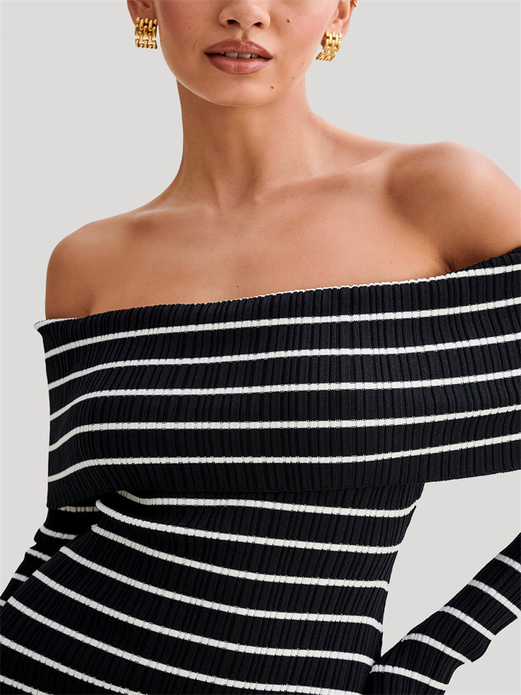 Ethel Striped Knit Sweater Mini Dress