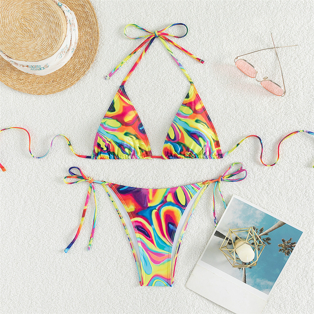 Yvonne Colorful Printed Halter Bikini