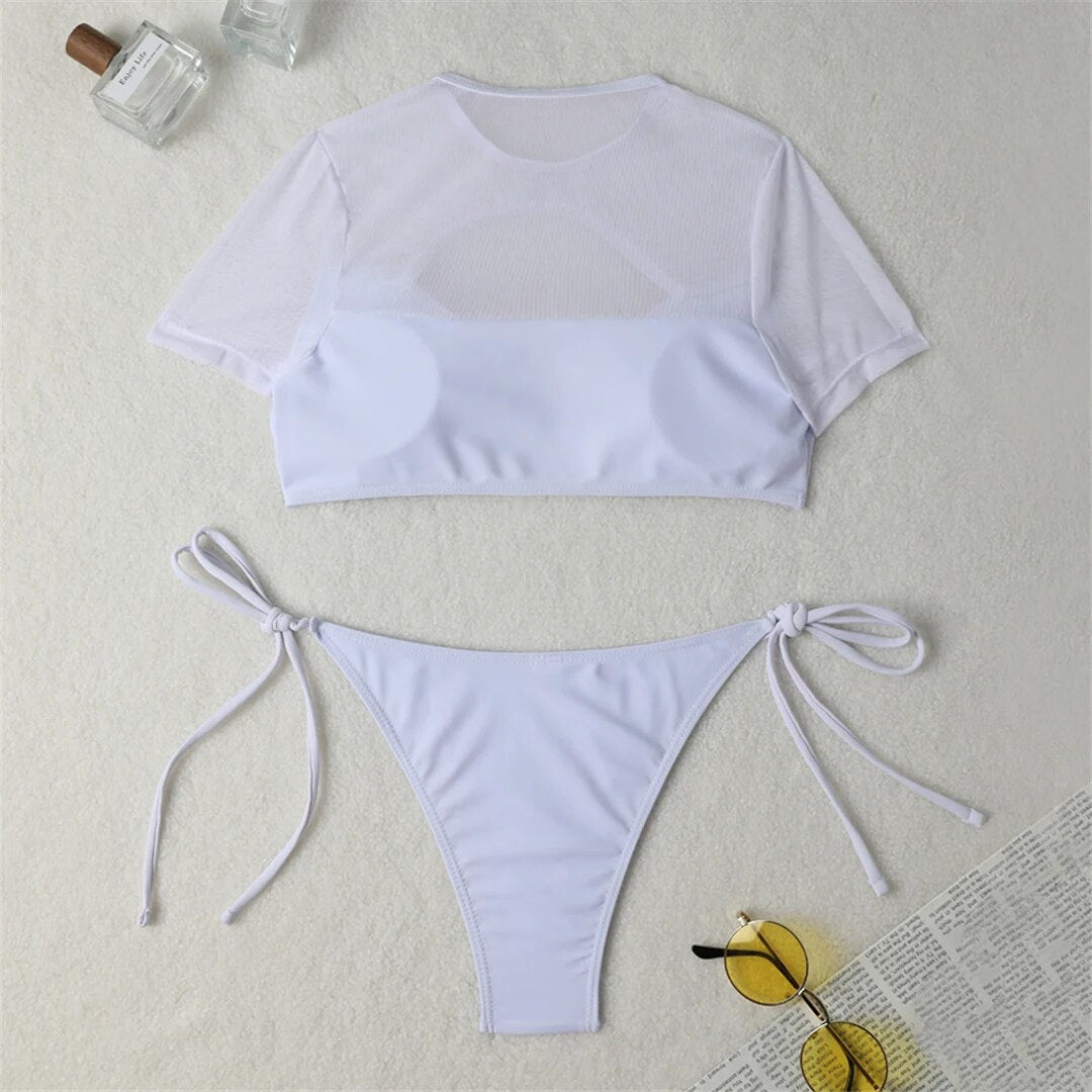 Doris Sexy Cut Out Short Sleeve Bikini