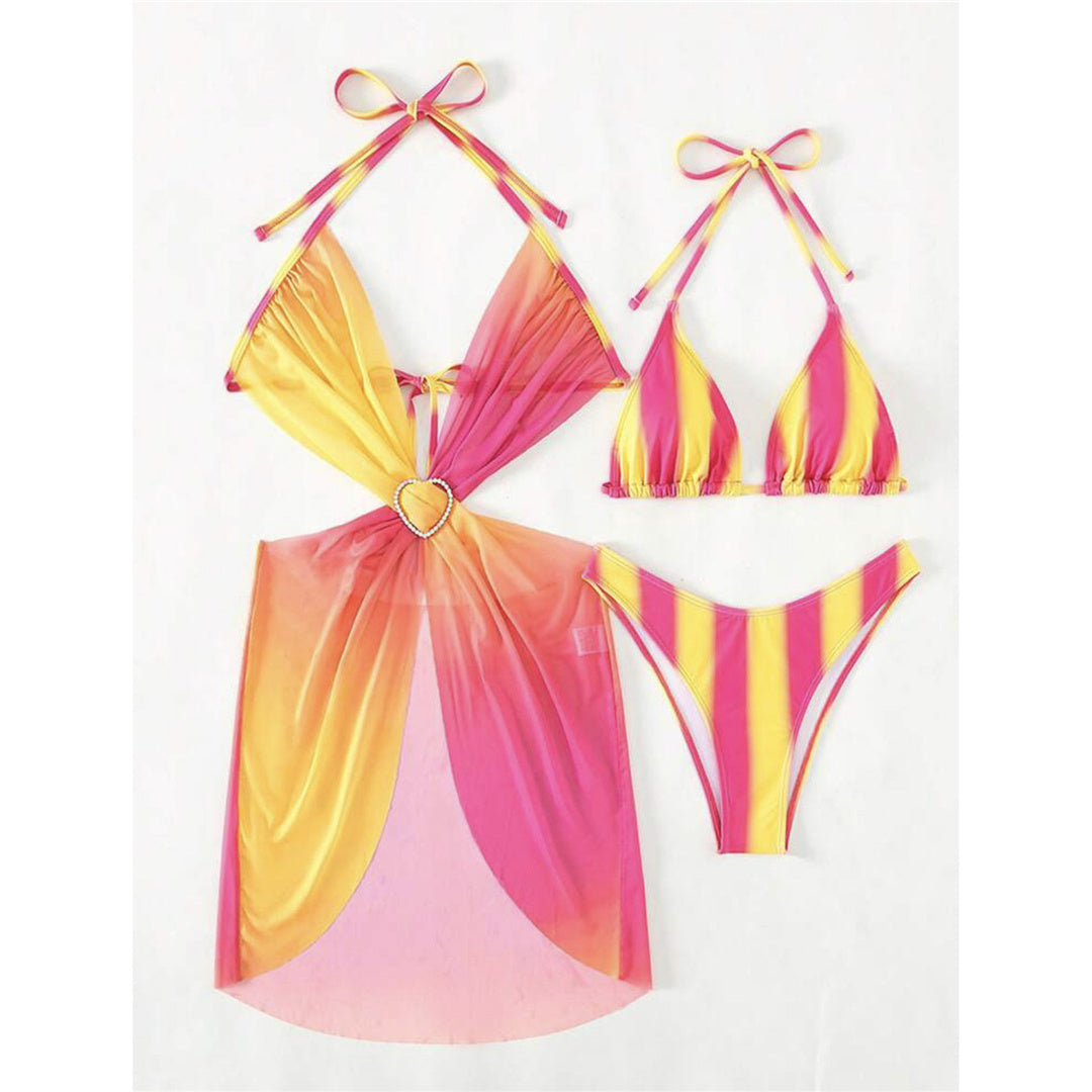 Julie Sexy With Dress Tie Dye Striped Bikini