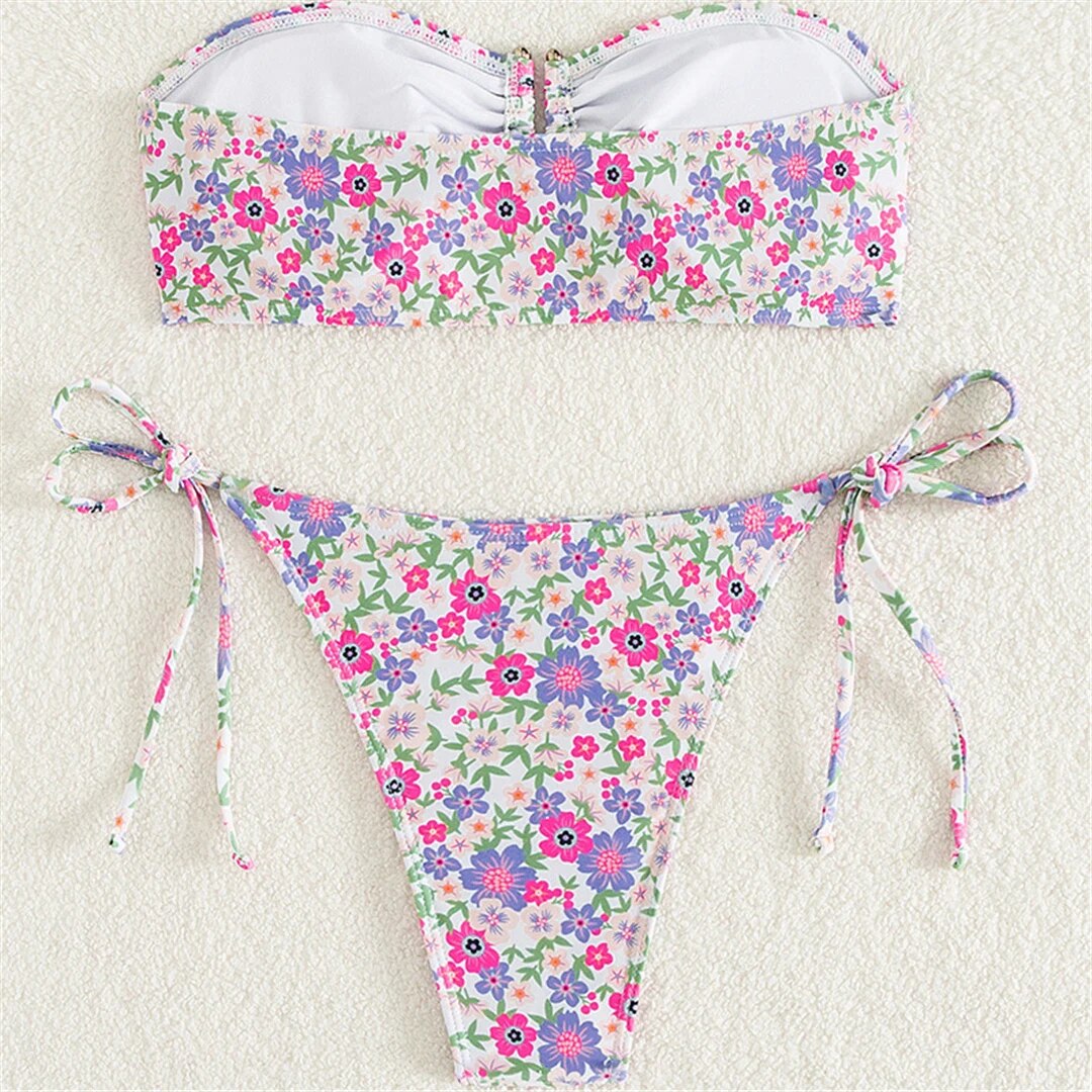 Tanya Printed Floral Bandeau Bikini