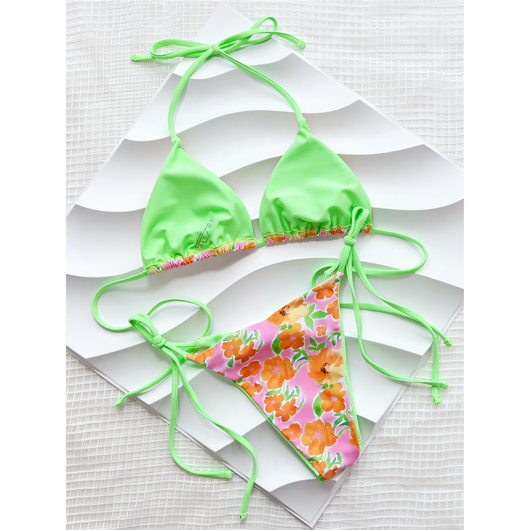 Sheila Flowers Printed Halter Strappy Bikini