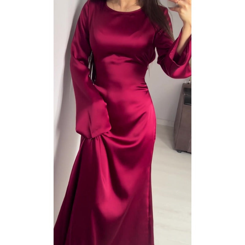 Wendy Satin High Waist Women Maxi Dress