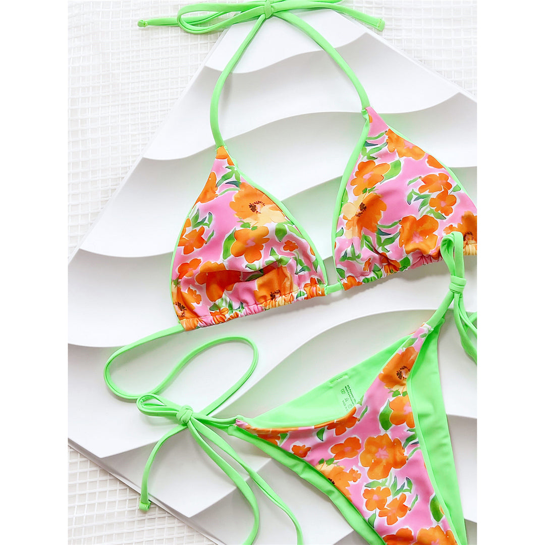 Sheila Flowers Printed Halter Strappy Bikini