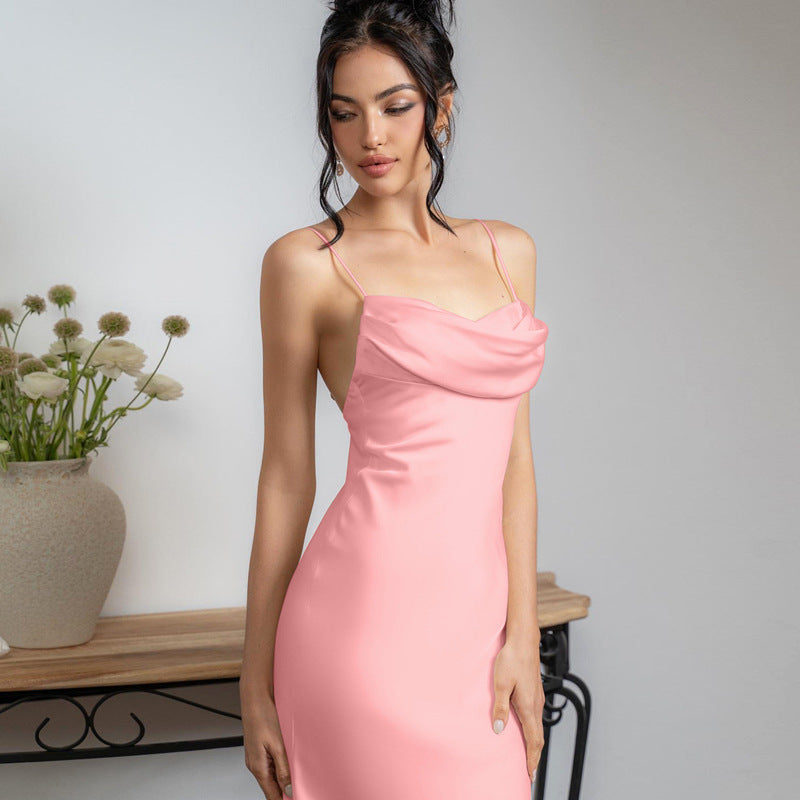 Dana Spaghetti Satin Long Dress