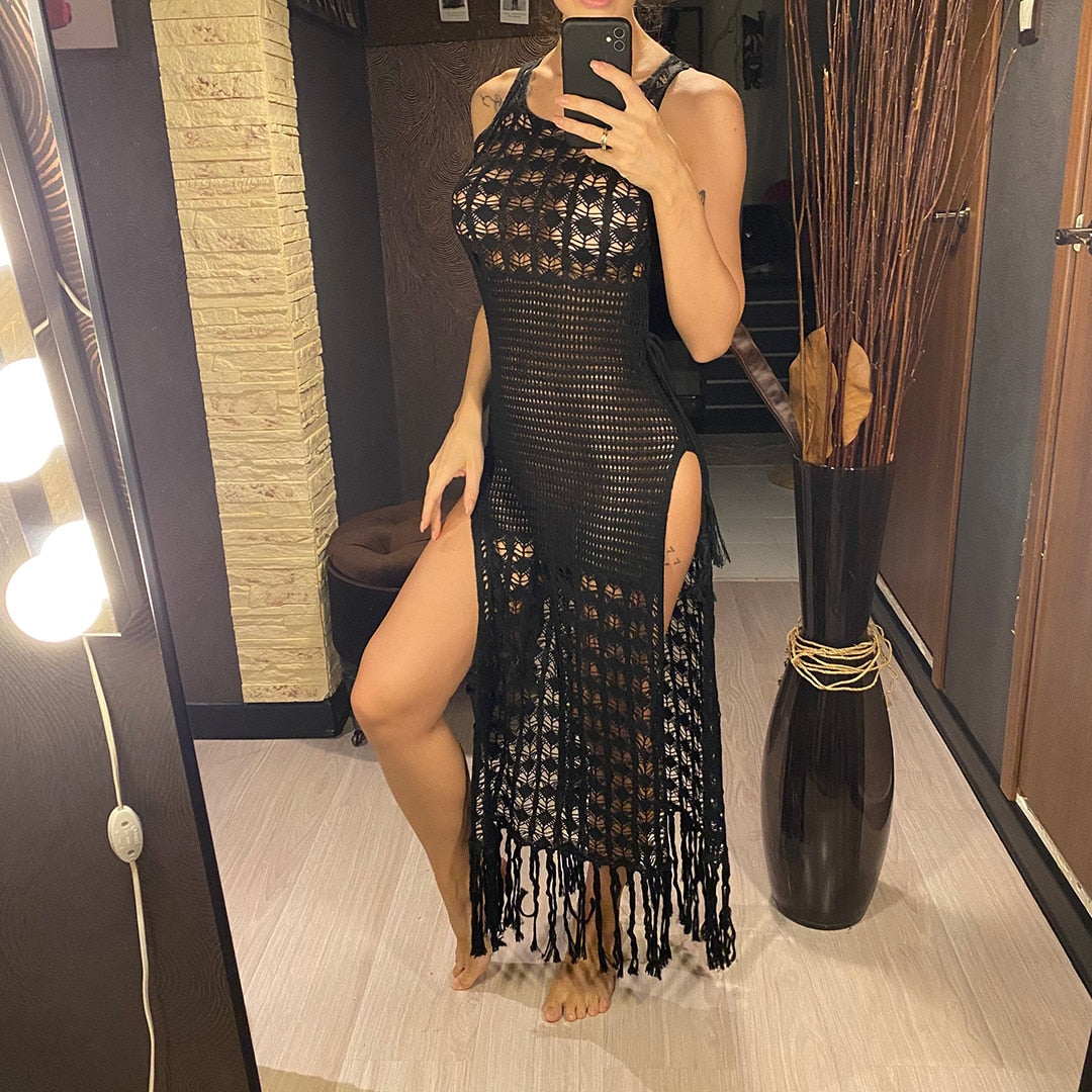 Megan Fringe Tassel Backless Long Dress