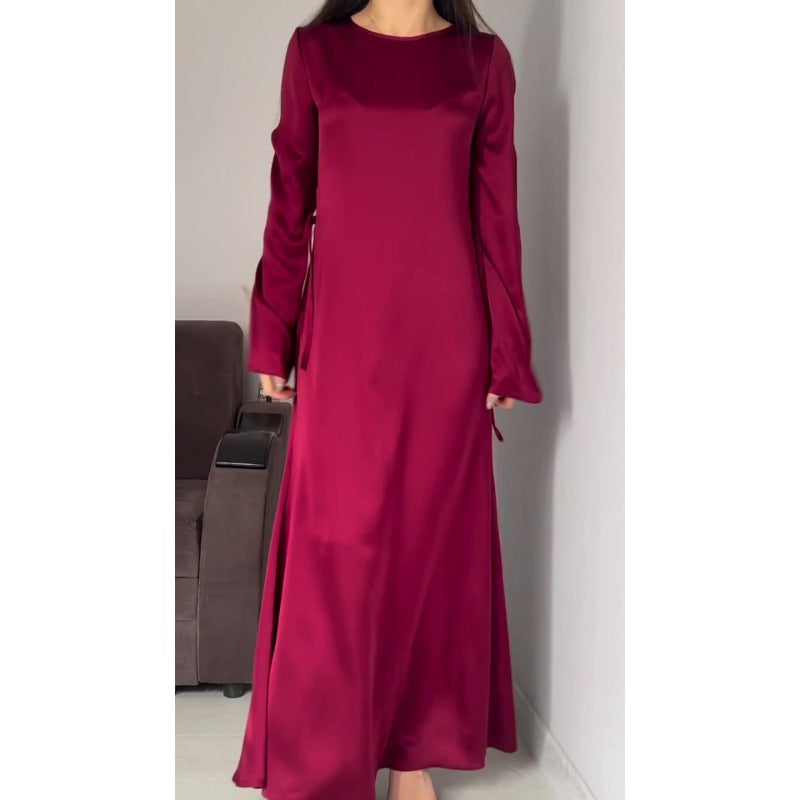 Wendy Satin High Waist Women Maxi Dress