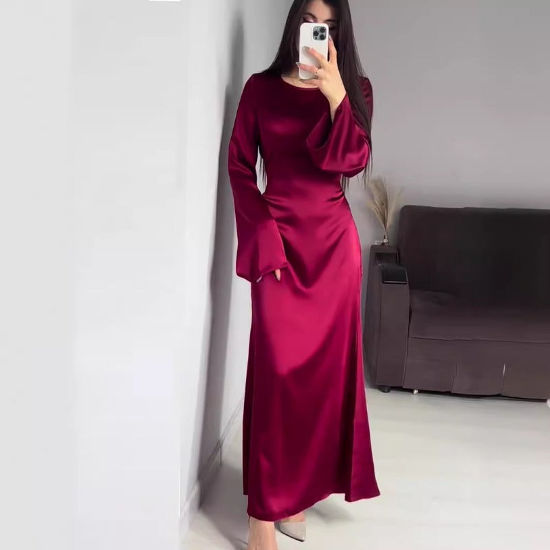 Wendy Satin High Waist Women Maxi Dress