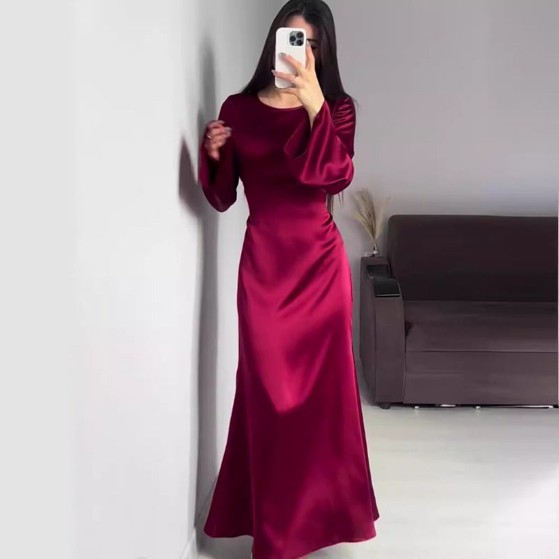 Wendy Satin High Waist Women Maxi Dress