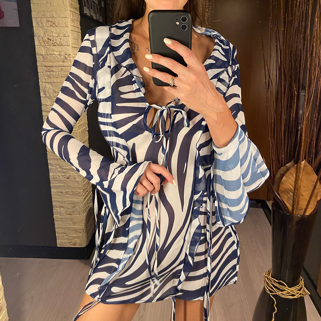 Amber Long Sleeve Hollow Out Sundress Mini Dress