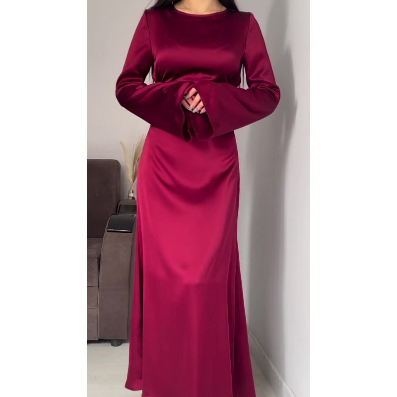 Wendy Satin High Waist Women Maxi Dress