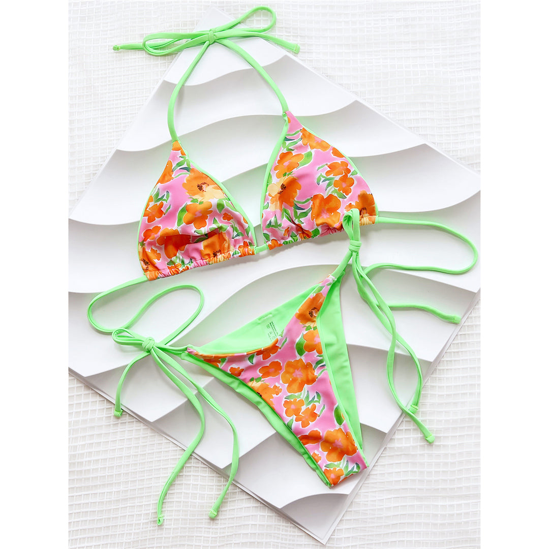 Sheila Flowers Printed Halter Strappy Bikini