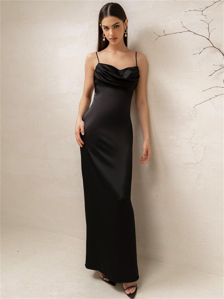 Dana Spaghetti Satin Long Dress