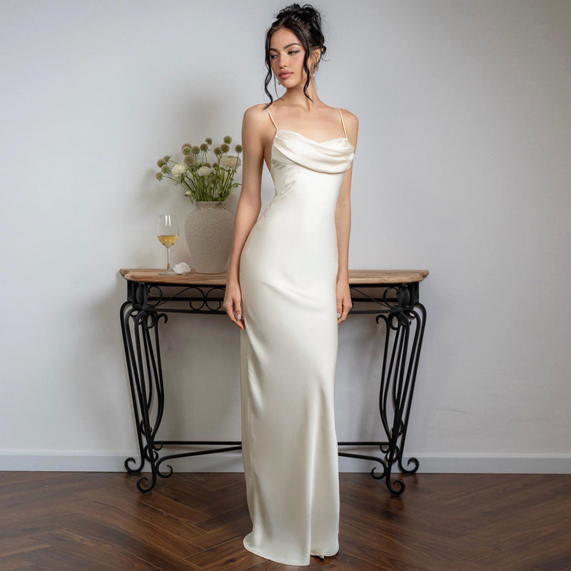 Dana Spaghetti Satin Long Dress