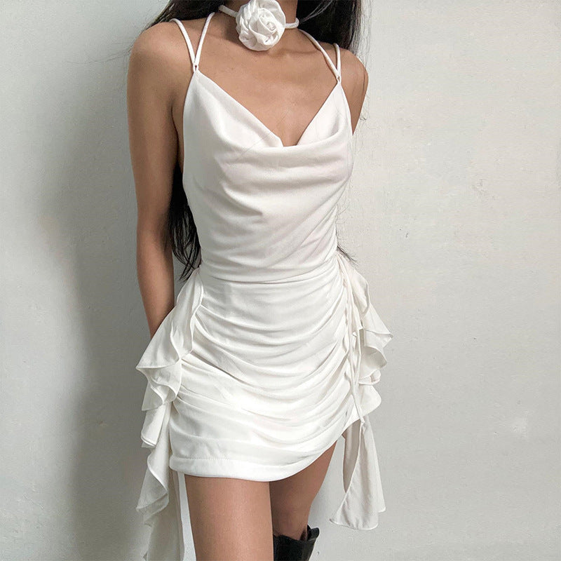 Cheryl Coquette Aesthetic Ruffle Detail Mini Dress