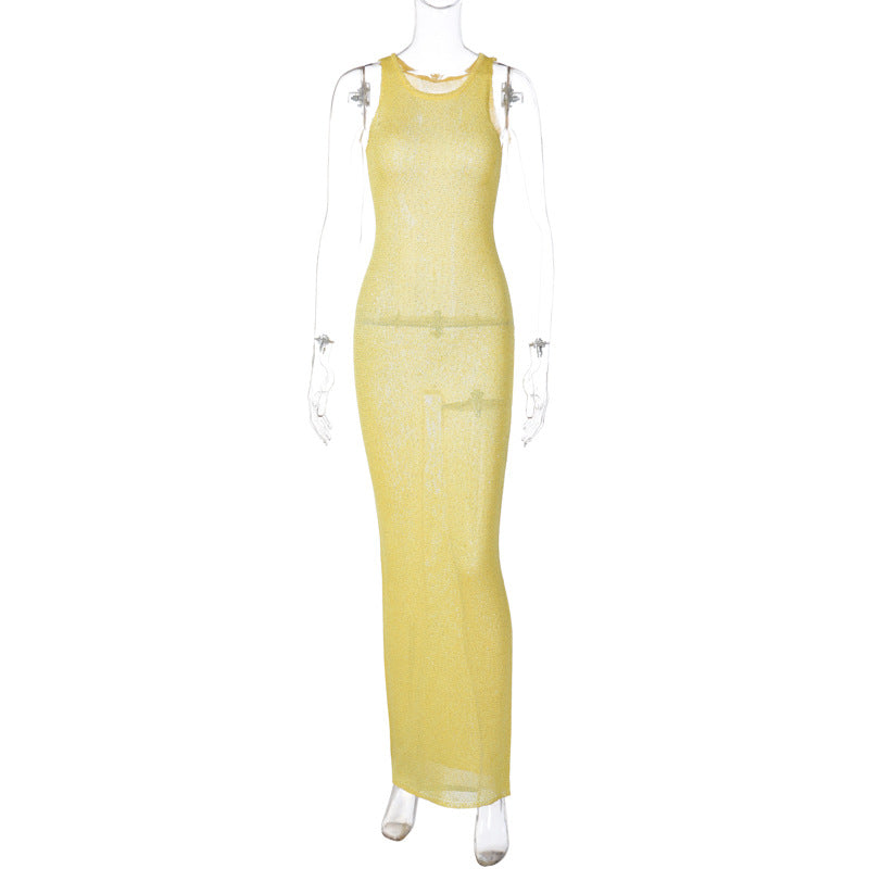 Jamie See-Through Fashion Sleeveless Maxi Dress