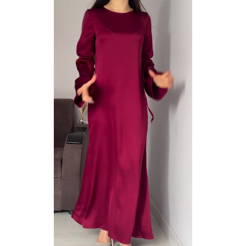 Wendy Satin High Waist Women Maxi Dress