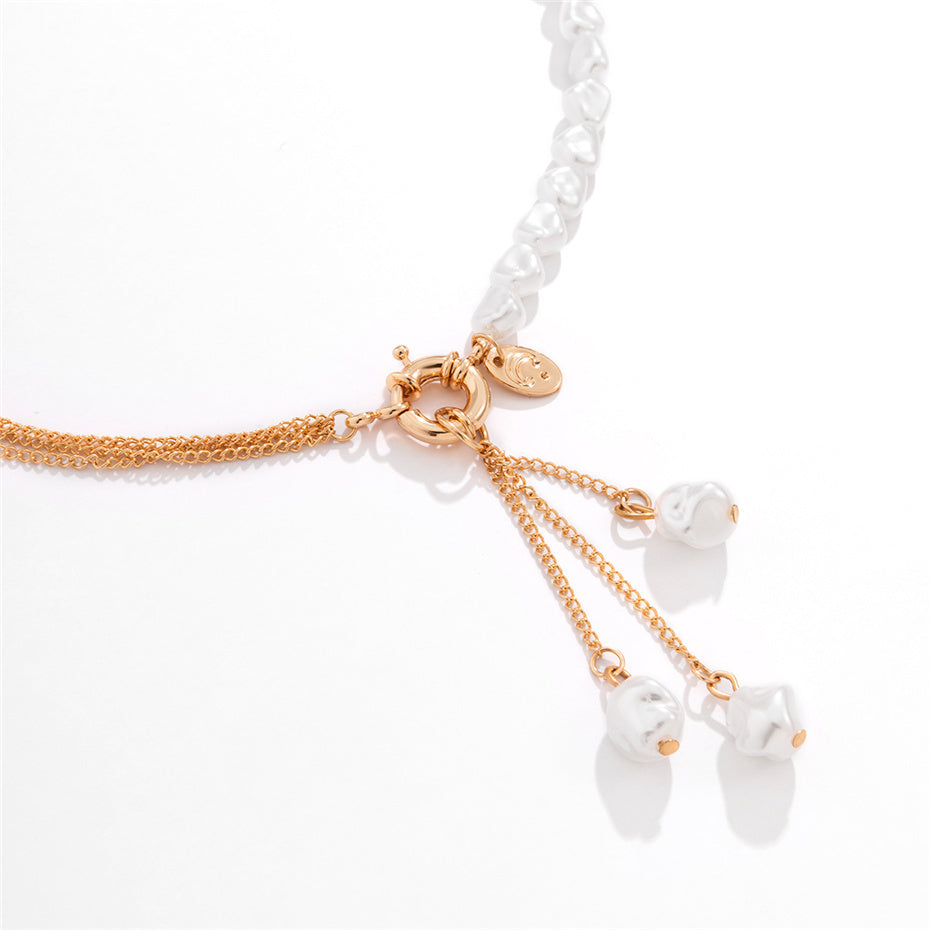 Claire Kpop Irregular Pearl Pendant Necklace