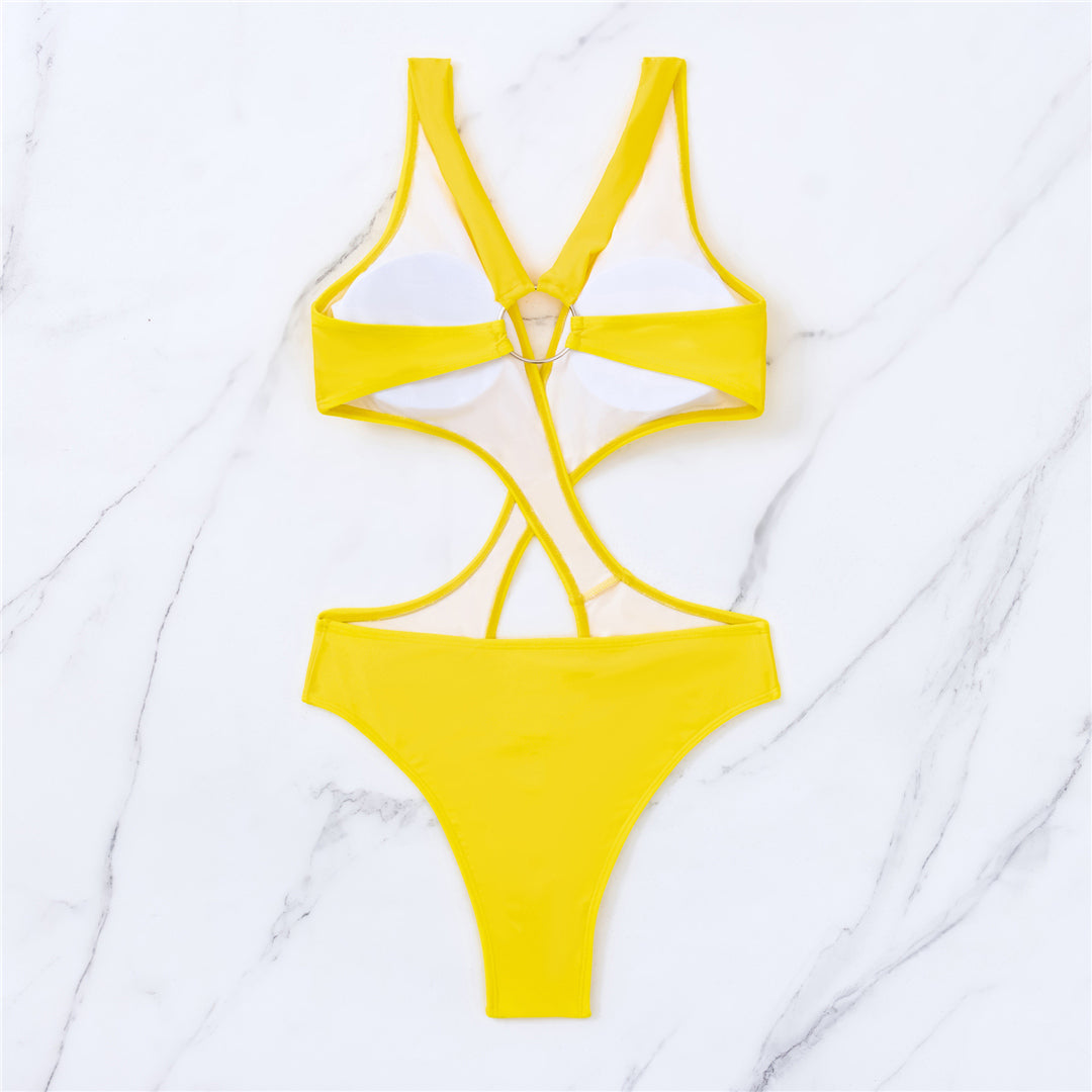 Allison V Neck Tummy Cut Out One Piece Swimsuit