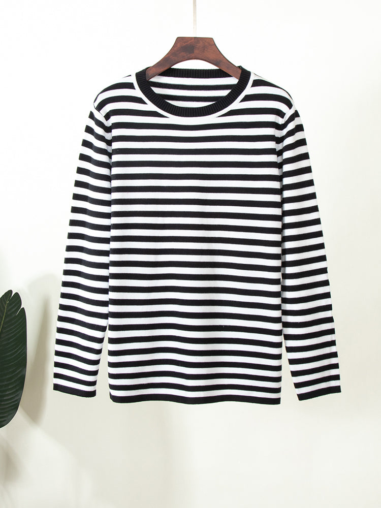 Cheryl Loose Casual Knitted Stripe Women Sweater