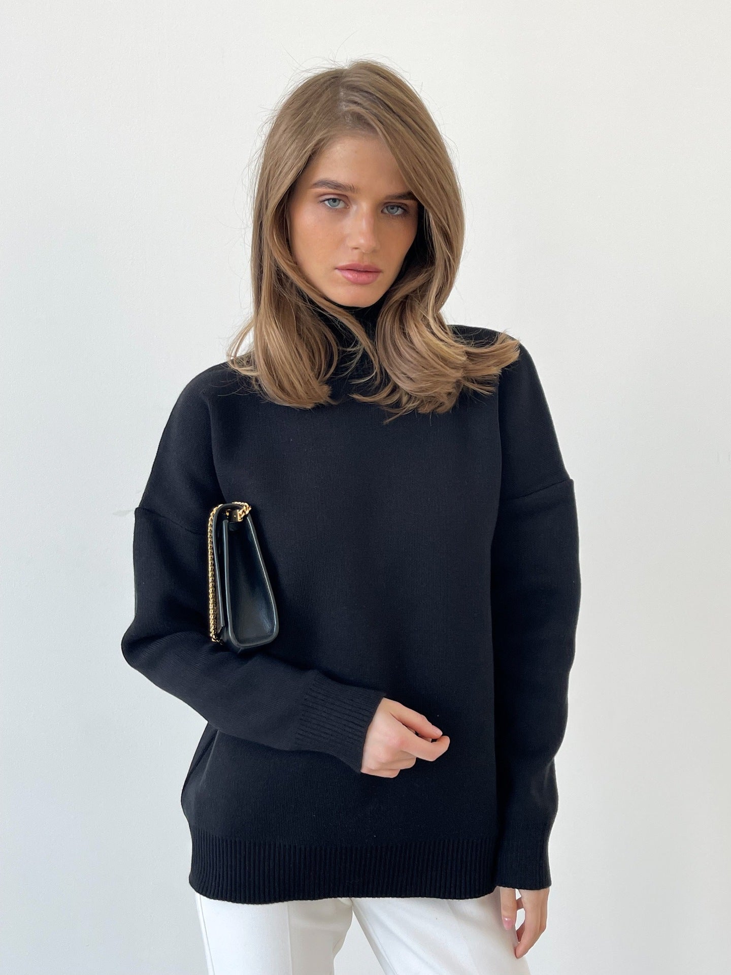 Paris Women Turtleneck Oversized Casual Sweater