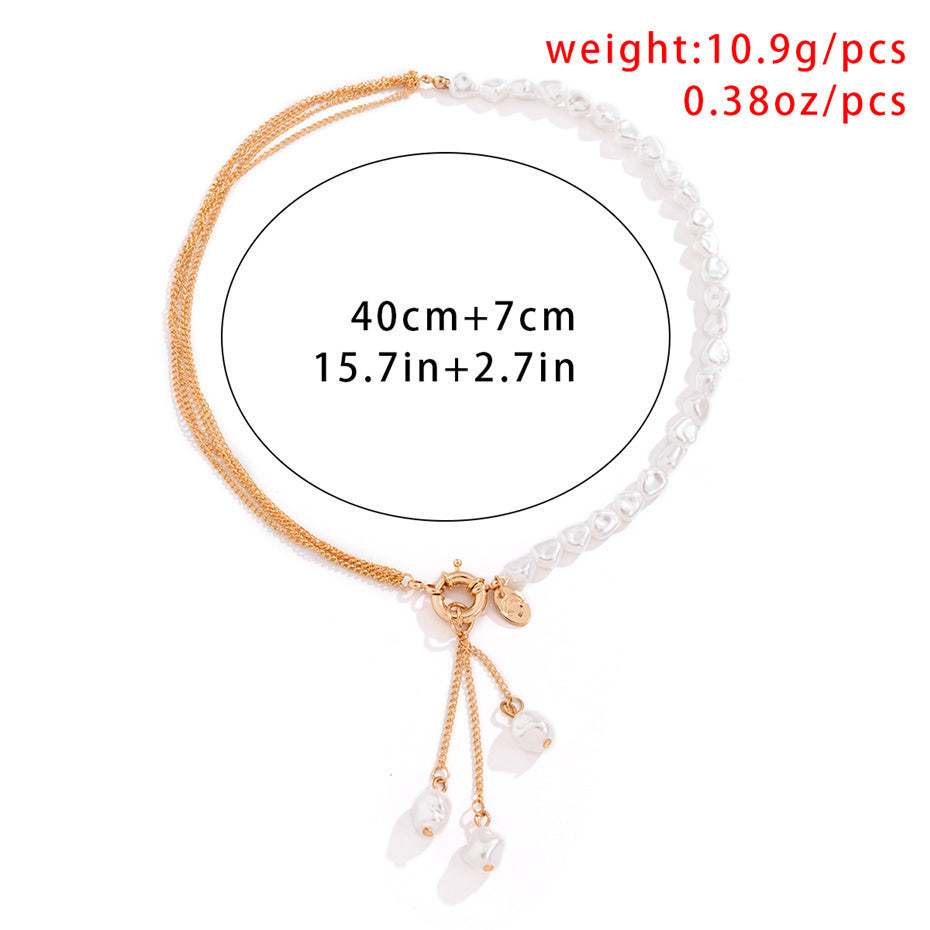 Claire Kpop Irregular Pearl Pendant Necklace