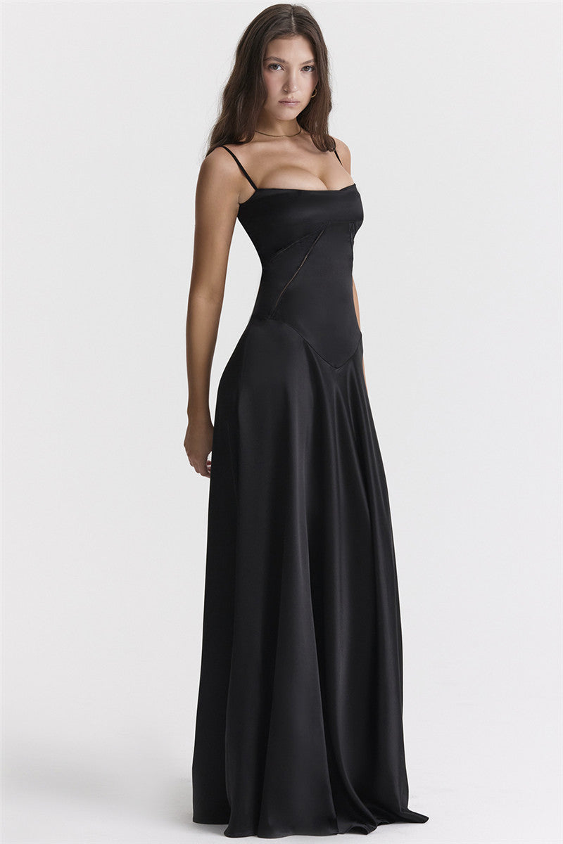 Miranda Lace-up Satin Maxi Dress