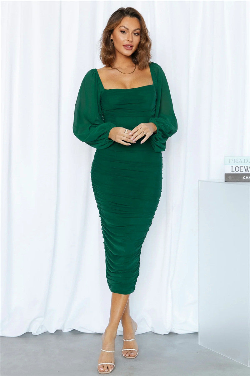 Jade Long Sleeve Backless Midi Dress