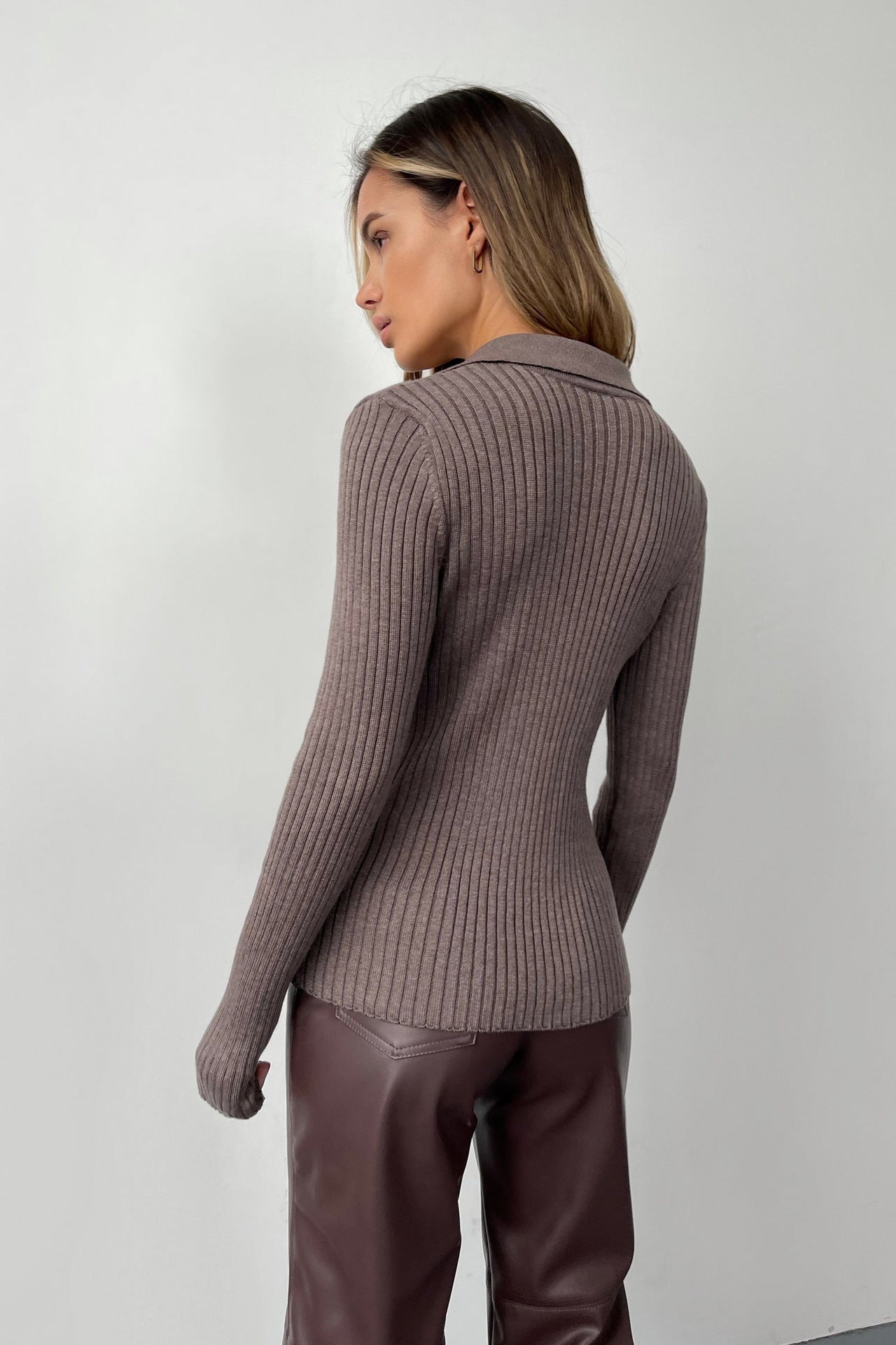 Cindy Polo Collar Slim Women Sweater