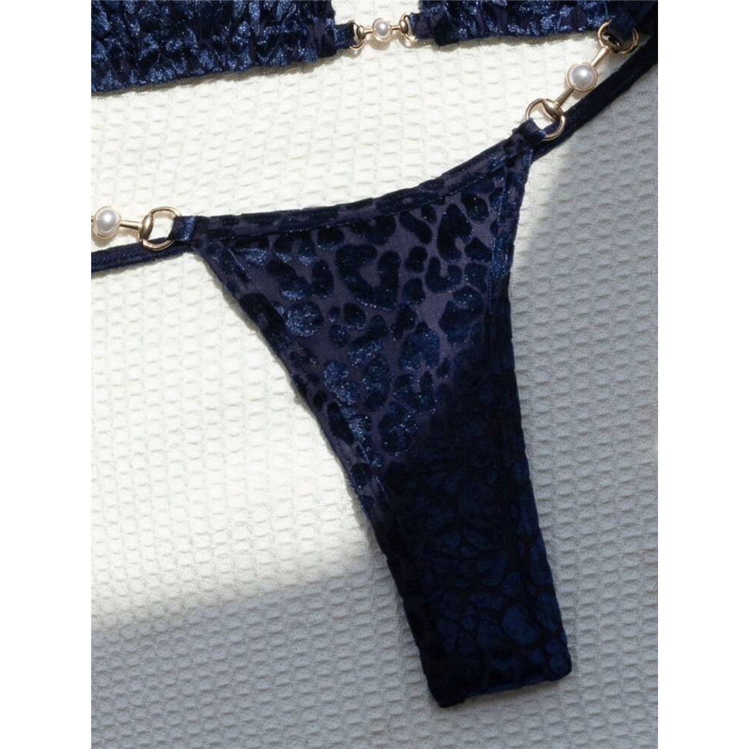 Deborah Leopard Halter Mini Micro Thong Bikini