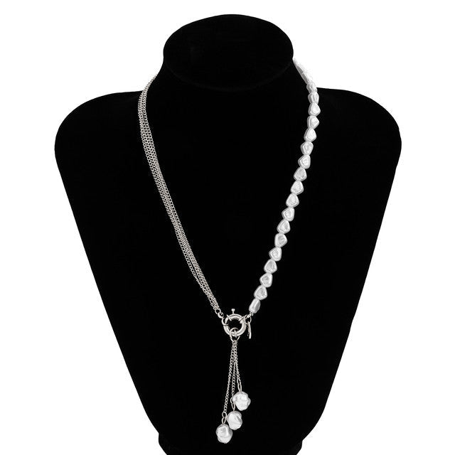 Claire Kpop Irregular Pearl Pendant Necklace