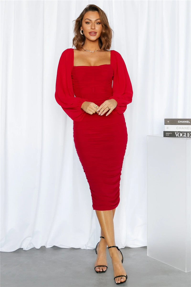 Jade Long Sleeve Backless Midi Dress