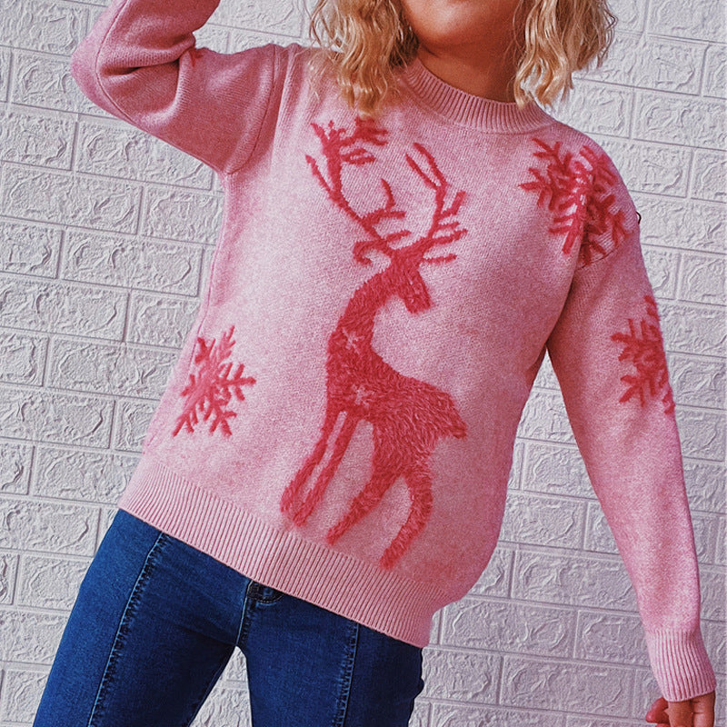 Renee Christmas O-neck Knitted Women Sweater