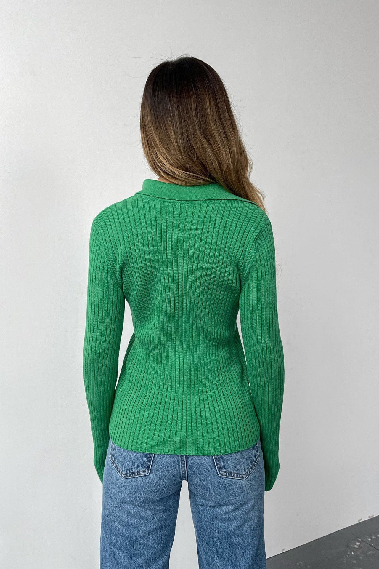 Cindy Polo Collar Slim Women Sweater