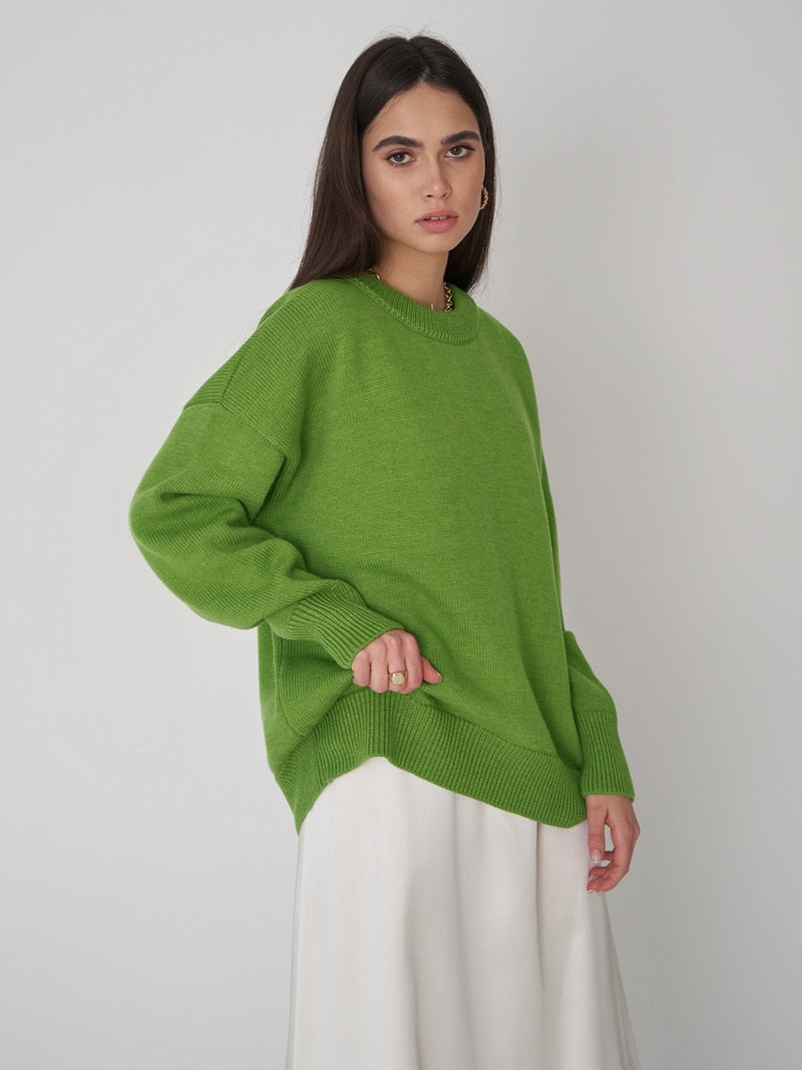 Janice O Neck Oversized Casual Women Sweater