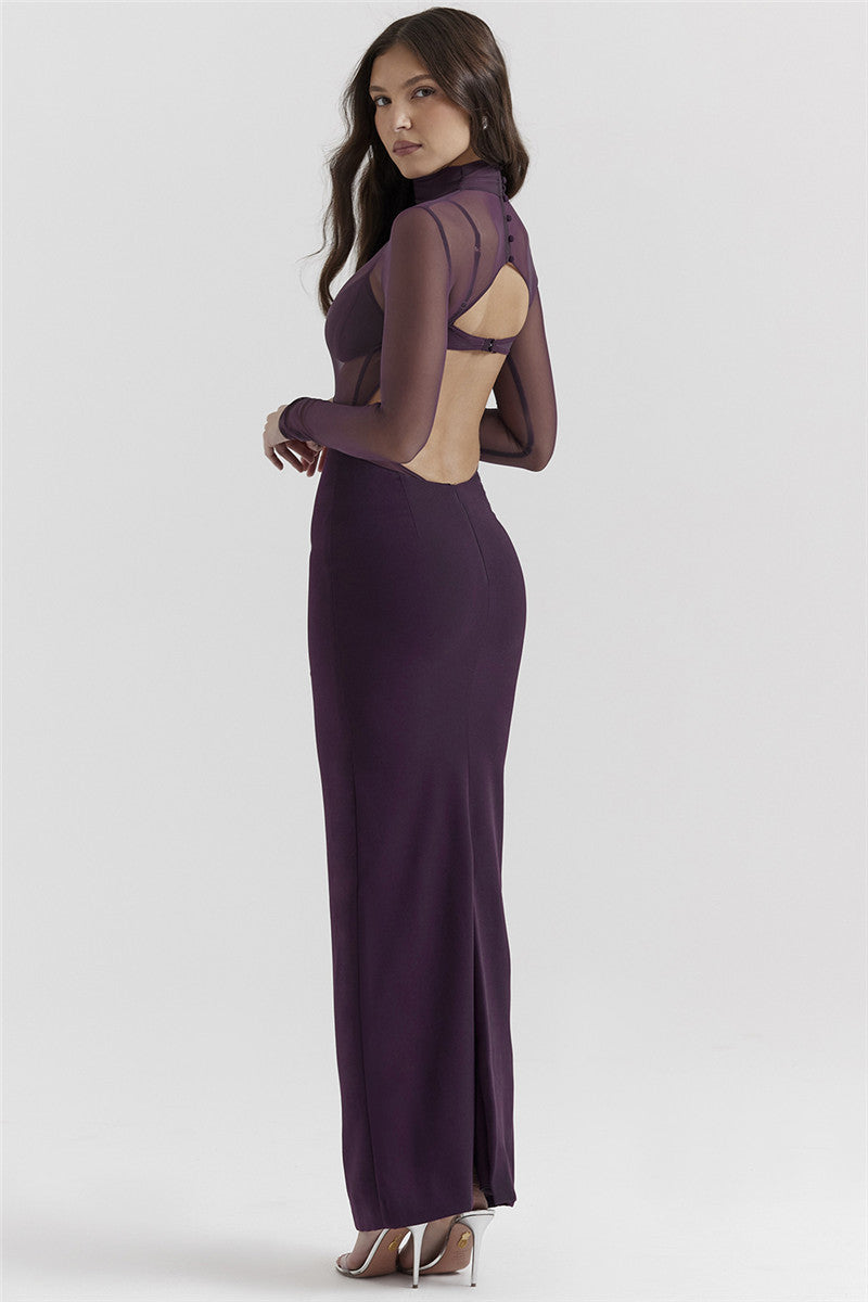 Paris Purple Backless Sexy Maxi Dress