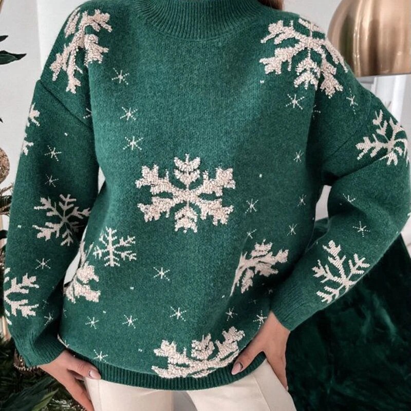 Jane Snowflake Print Warm Women Sweater