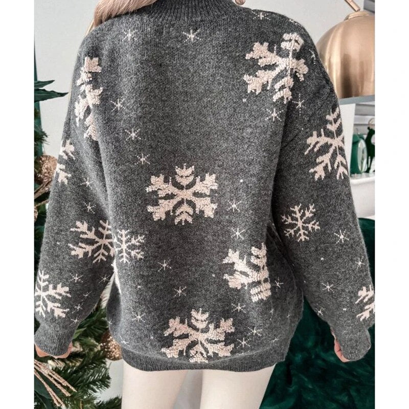 Jane Snowflake Print Warm Women Sweater