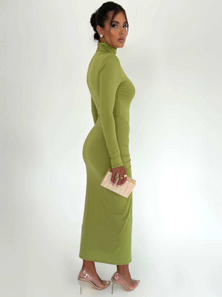 Janice Turtleneck Long Sleeve Bodycon Maxi Dress