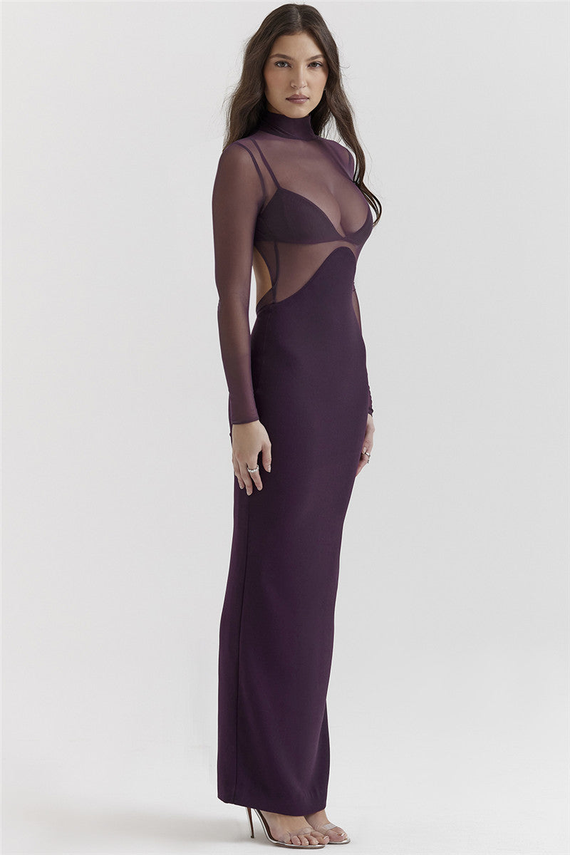 Paris Purple Backless Sexy Maxi Dress