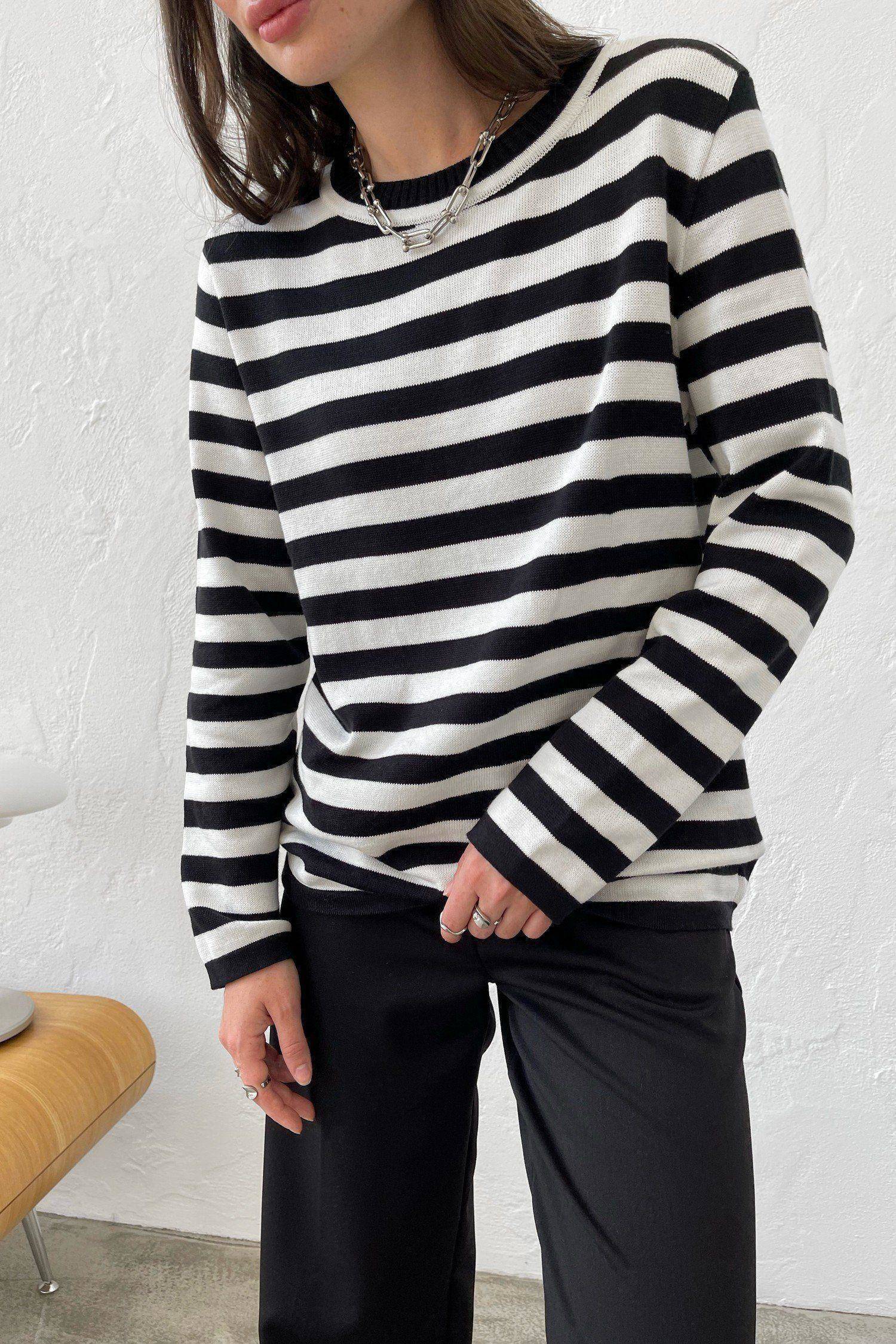 Cheryl Loose Casual Knitted Stripe Women Sweater