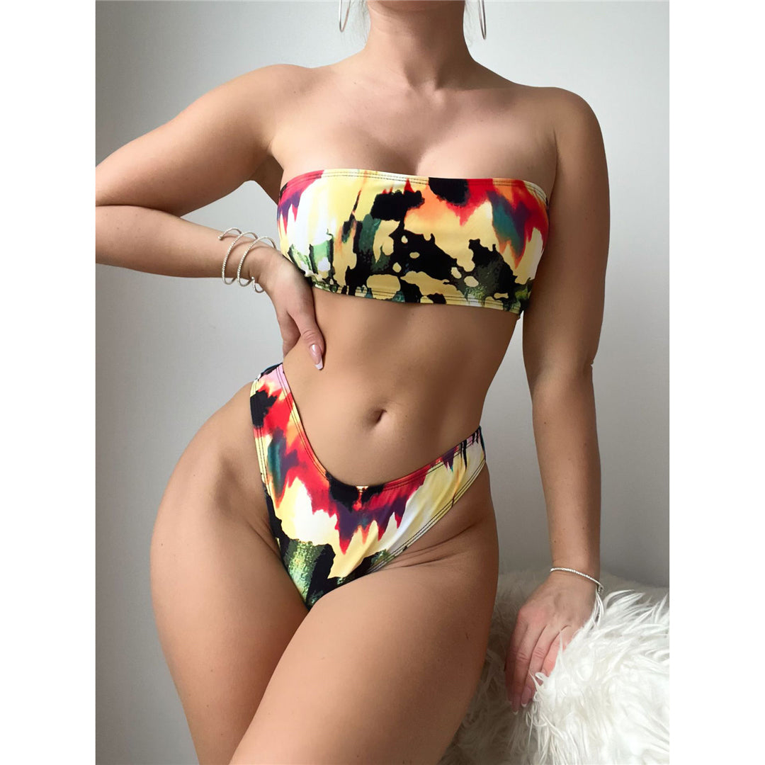 Melanie With Dress Printed Bandeau Bikini