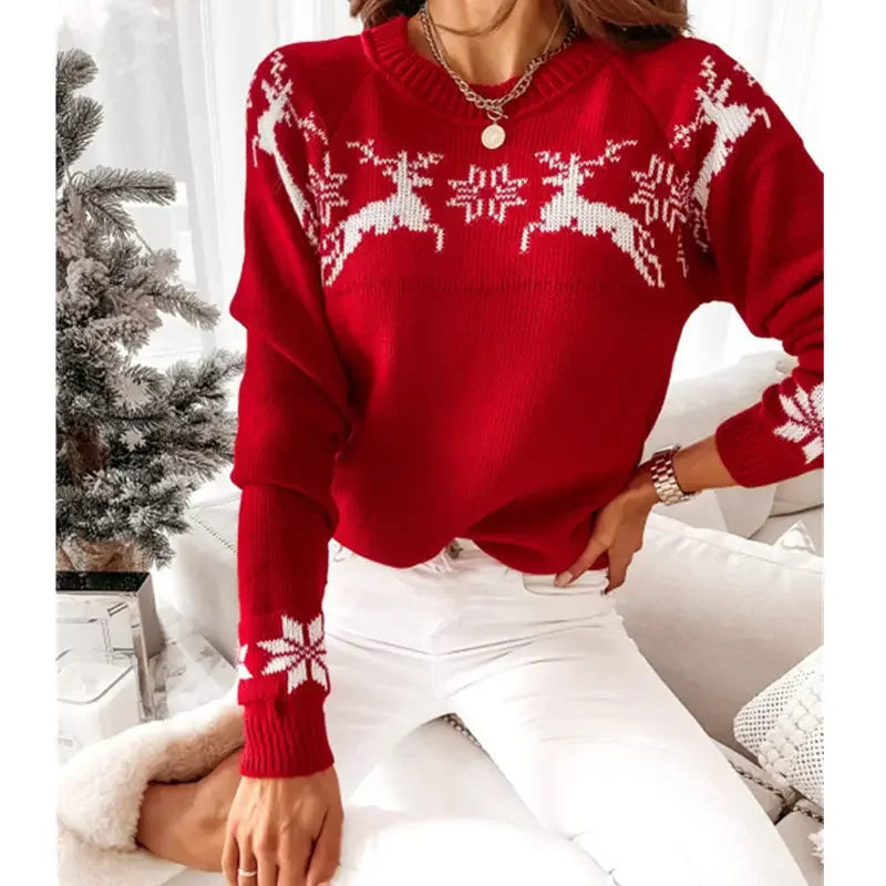 Debbie Knitted O-neck Loose Women Sweater