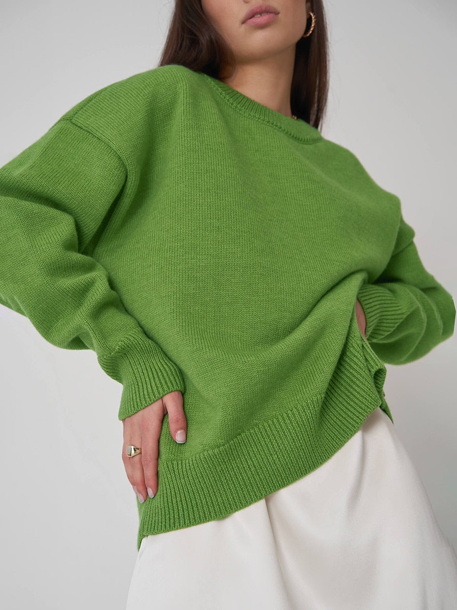 Janice O Neck Oversized Casual Women Sweater