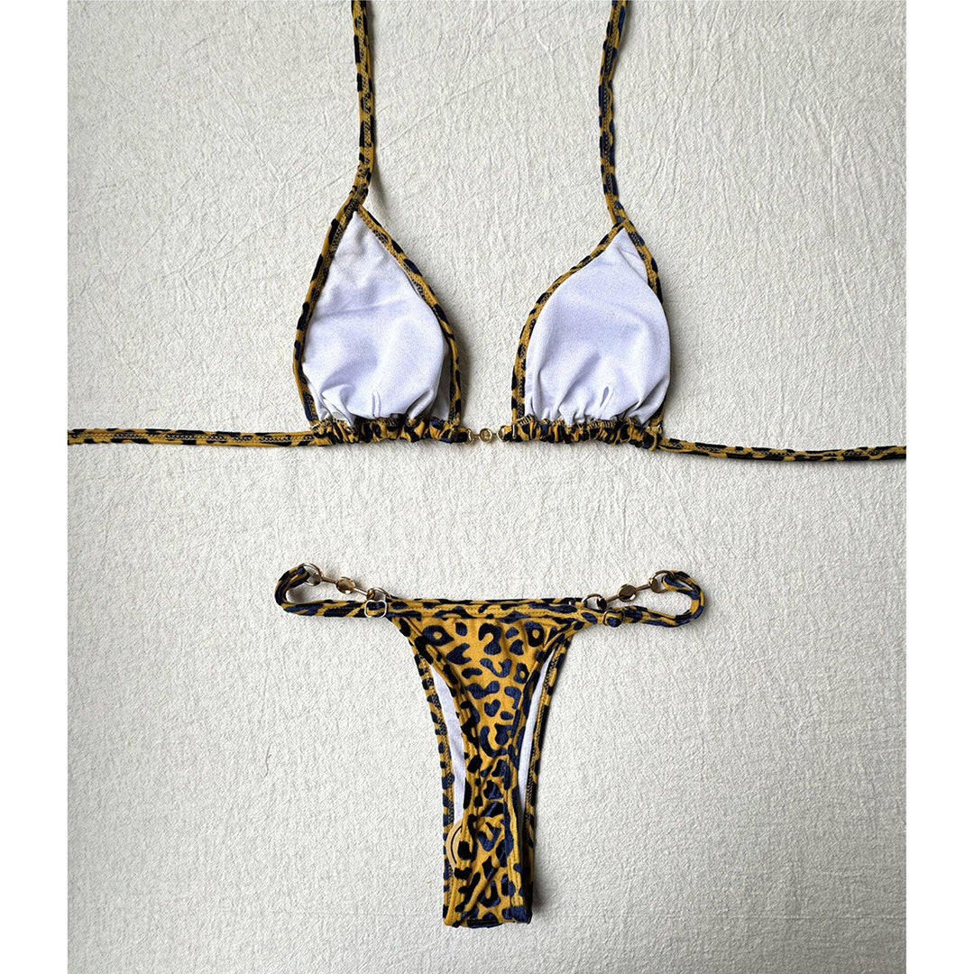 Deborah Leopard Halter Mini Micro Thong Bikini