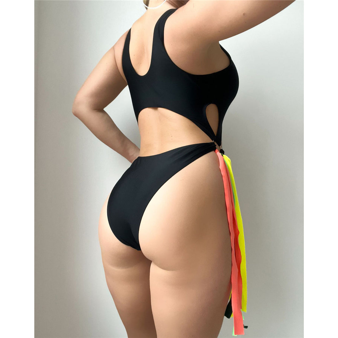 Mandy Ribbon Tummy Cut Out One Piece Swimsuit