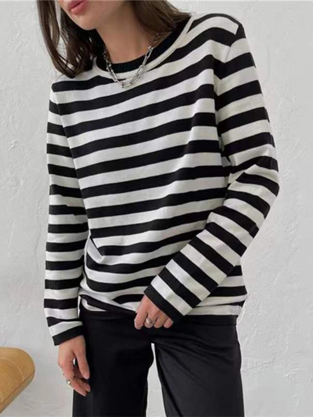 Esther O Neck Stripped Women Sweater