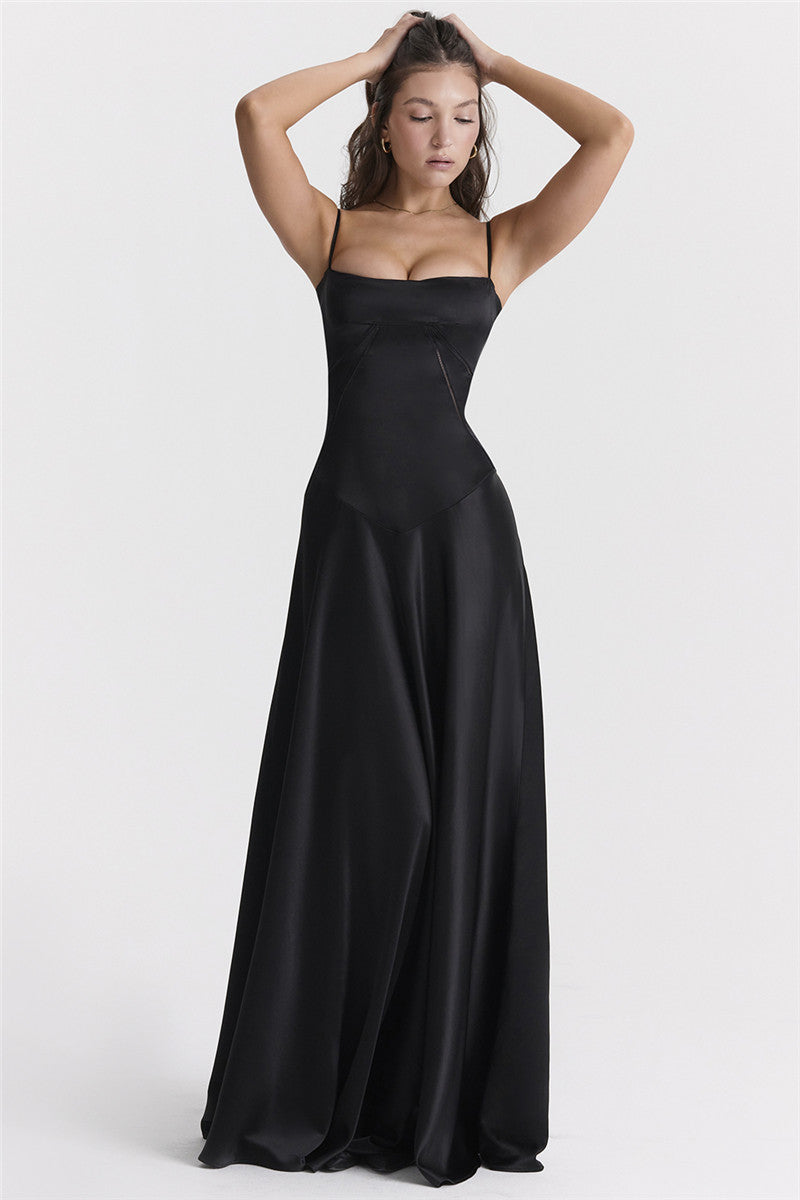 Miranda Lace-up Satin Maxi Dress