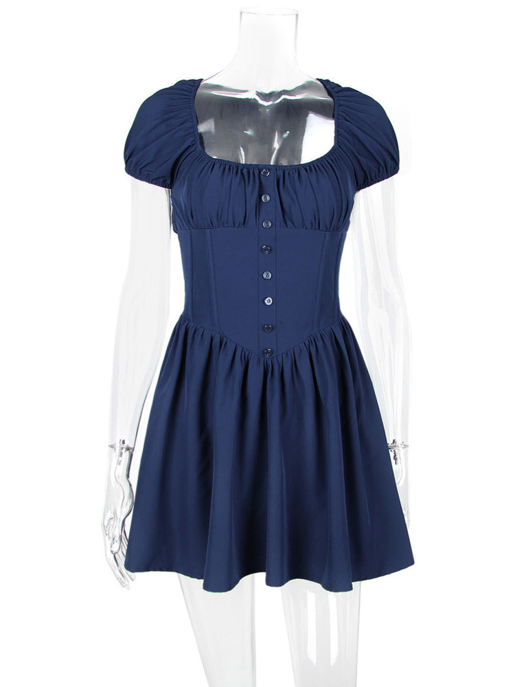 Charlotte Square Collar Pleated Mini Dress