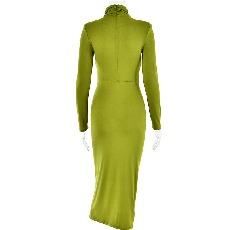 Janice Turtleneck Long Sleeve Bodycon Maxi Dress